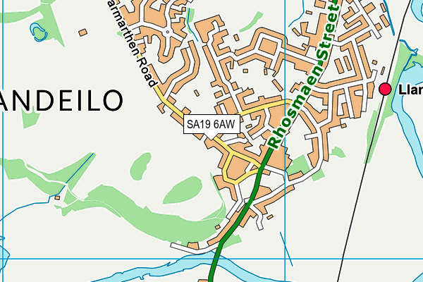 SA19 6AW map - OS VectorMap District (Ordnance Survey) SA19 6AW map - OS VectorMap District (Ordnance Survey)