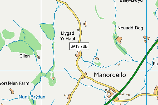 SA19 7BB map - OS VectorMap District (Ordnance Survey) SA19 7BB map - OS VectorMap District (Ordnance Survey)