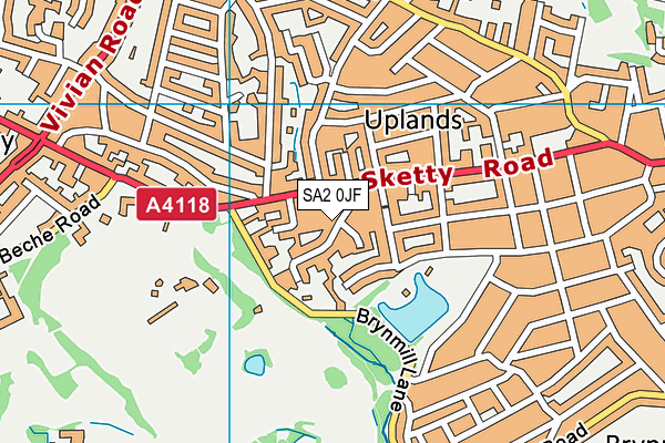 SA2 0JF map - OS VectorMap District (Ordnance Survey) SA2 0JF map - OS VectorMap District (Ordnance Survey)