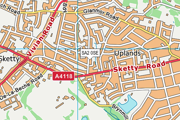 SA2 0SE map - OS VectorMap District (Ordnance Survey)