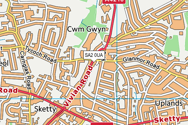 SA2 0UA map - OS VectorMap District (Ordnance Survey) SA2 0UA map - OS VectorMap District (Ordnance Survey)