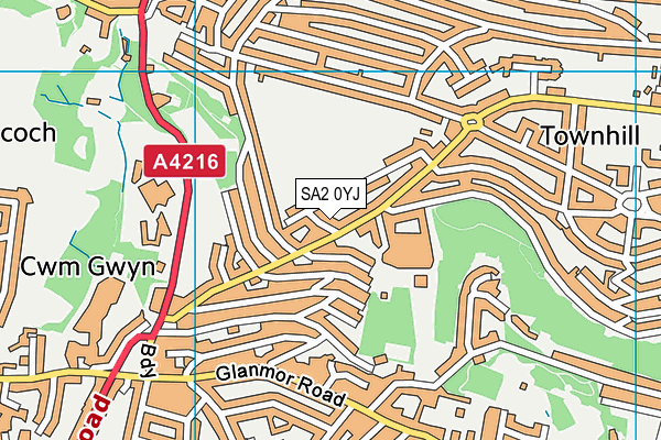 SA2 0YJ map - OS VectorMap District (Ordnance Survey) SA2 0YJ map - OS VectorMap District (Ordnance Survey)