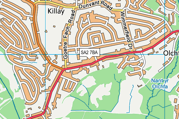 SA2 7BA map - OS VectorMap District (Ordnance Survey) SA2 7BA map - OS VectorMap District (Ordnance Survey)