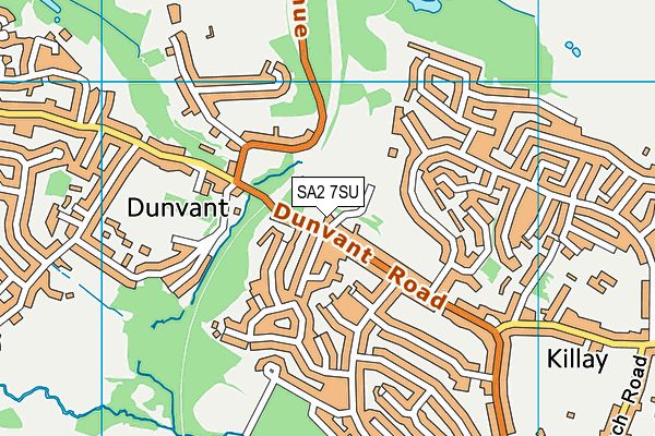 SA2 7SU map - OS VectorMap District (Ordnance Survey) SA2 7SU map - OS VectorMap District (Ordnance Survey)