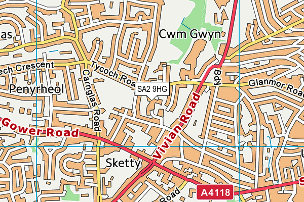 SA2 9HG map - OS VectorMap District (Ordnance Survey)
