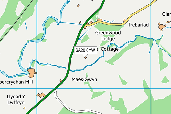 SA20 0YW map - OS VectorMap District (Ordnance Survey)