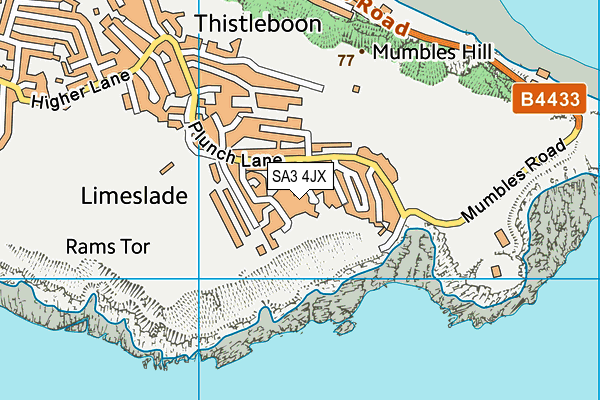 SA3 4JX map - OS VectorMap District (Ordnance Survey) SA3 4JX map - OS VectorMap District (Ordnance Survey)