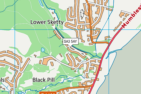 SA3 5AY map - OS VectorMap District (Ordnance Survey) SA3 5AY map - OS VectorMap District (Ordnance Survey)