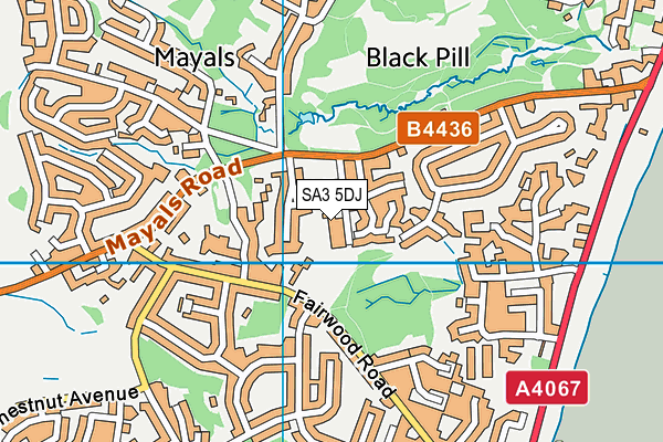 SA3 5DJ map - OS VectorMap District (Ordnance Survey)