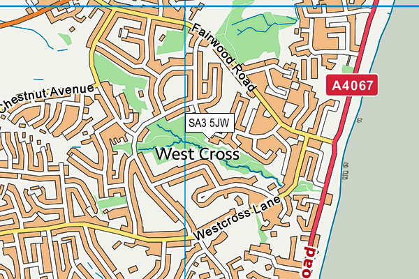 SA3 5JW map - OS VectorMap District (Ordnance Survey)