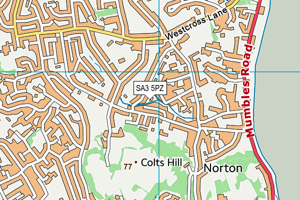 SA3 5PZ map - OS VectorMap District (Ordnance Survey)