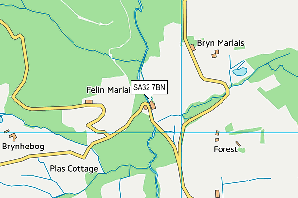 SA32 7BN map - OS VectorMap District (Ordnance Survey) SA32 7BN map - OS VectorMap District (Ordnance Survey)