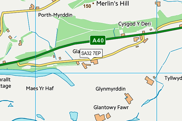 SA32 7EP map - OS VectorMap District (Ordnance Survey)