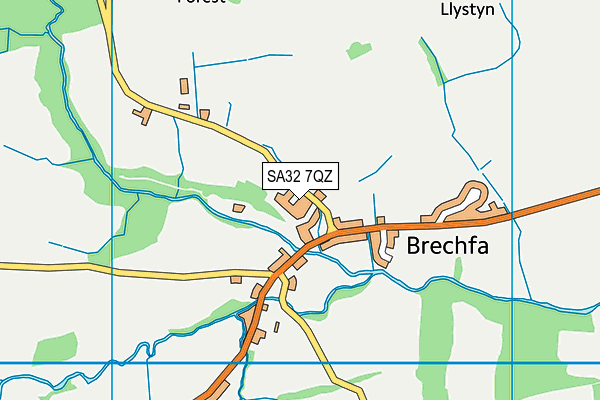 SA32 7QZ map - OS VectorMap District (Ordnance Survey) SA32 7QZ map - OS VectorMap District (Ordnance Survey)