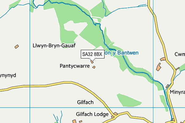 SA32 8BX map - OS VectorMap District (Ordnance Survey) SA32 8BX map - OS VectorMap District (Ordnance Survey)