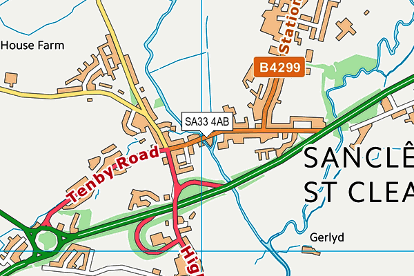 SA33 4AB map - OS VectorMap District (Ordnance Survey) SA33 4AB map - OS VectorMap District (Ordnance Survey)
