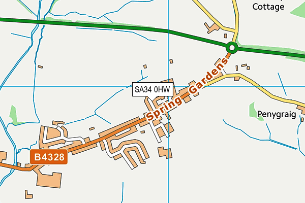 SA34 0HW map - OS VectorMap District (Ordnance Survey) SA34 0HW map - OS VectorMap District (Ordnance Survey)