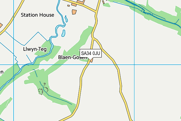 SA34 0JU map - OS VectorMap District (Ordnance Survey) SA34 0JU map - OS VectorMap District (Ordnance Survey)