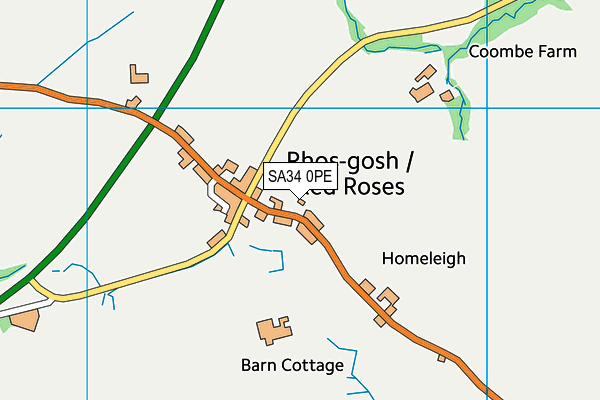 SA34 0PE map - OS VectorMap District (Ordnance Survey) SA34 0PE map - OS VectorMap District (Ordnance Survey)