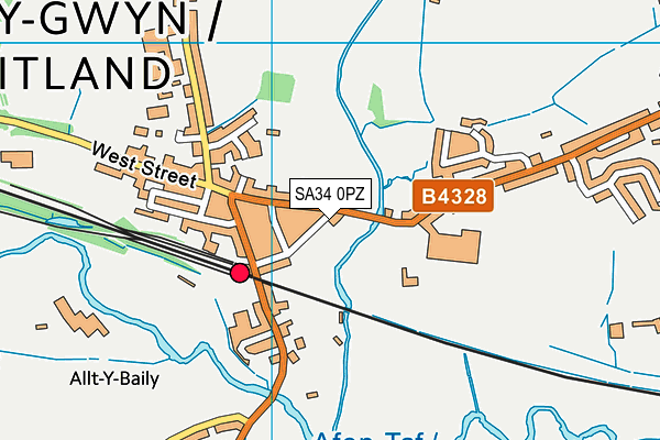 SA34 0PZ map - OS VectorMap District (Ordnance Survey) SA34 0PZ map - OS VectorMap District (Ordnance Survey)