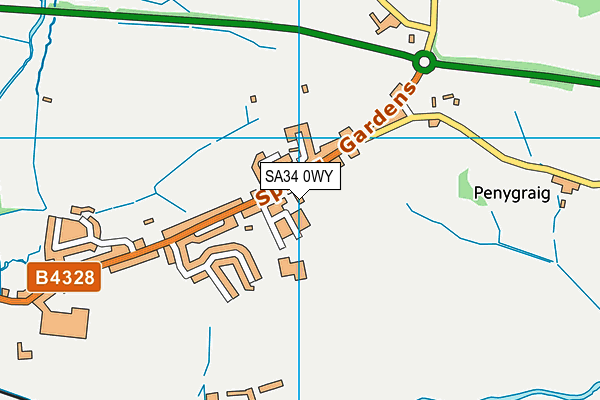 SA34 0WY map - OS VectorMap District (Ordnance Survey) SA34 0WY map - OS VectorMap District (Ordnance Survey)