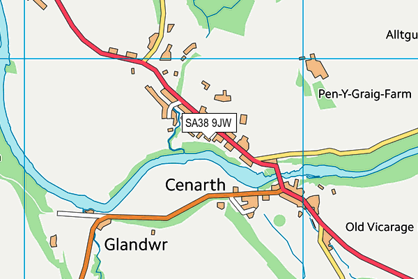 SA38 9JW map - OS VectorMap District (Ordnance Survey) SA38 9JW map - OS VectorMap District (Ordnance Survey)
