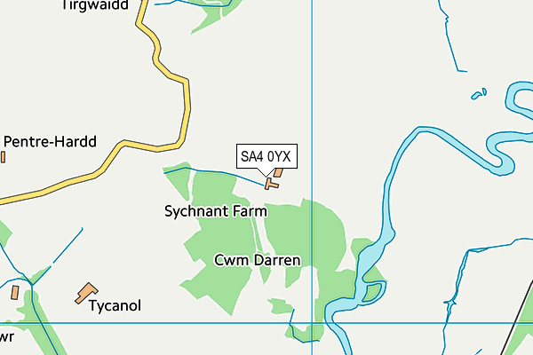 SA4 0YX map - OS VectorMap District (Ordnance Survey) SA4 0YX map - OS VectorMap District (Ordnance Survey)