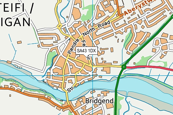 SA43 1DX map - OS VectorMap District (Ordnance Survey) SA43 1DX map - OS VectorMap District (Ordnance Survey)