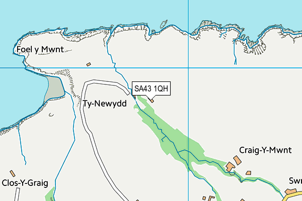 SA43 1QH map - OS VectorMap District (Ordnance Survey) SA43 1QH map - OS VectorMap District (Ordnance Survey)