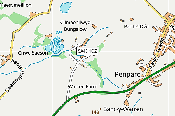 SA43 1QZ map - OS VectorMap District (Ordnance Survey) SA43 1QZ map - OS VectorMap District (Ordnance Survey)