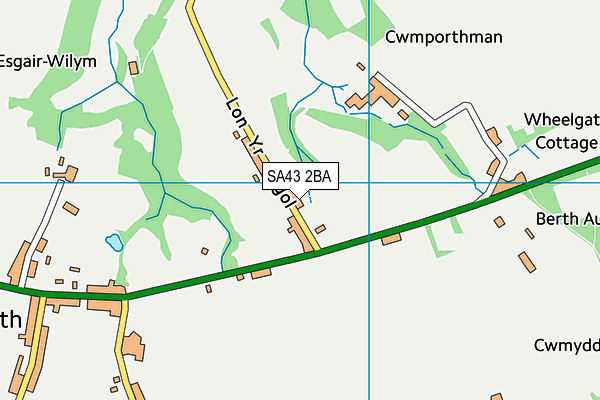 SA43 2BA map - OS VectorMap District (Ordnance Survey) SA43 2BA map - OS VectorMap District (Ordnance Survey)