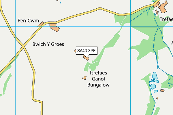 SA43 3PF map - OS VectorMap District (Ordnance Survey) SA43 3PF map - OS VectorMap District (Ordnance Survey)