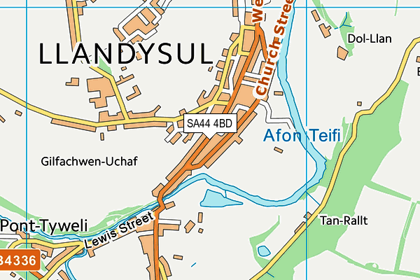 SA44 4BD map - OS VectorMap District (Ordnance Survey)
