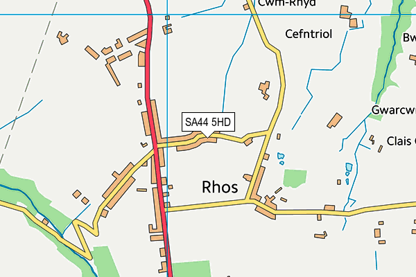 SA44 5HD map - OS VectorMap District (Ordnance Survey) SA44 5HD map - OS VectorMap District (Ordnance Survey)