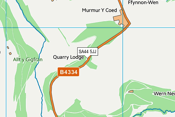 SA44 5JJ map - OS VectorMap District (Ordnance Survey) SA44 5JJ map - OS VectorMap District (Ordnance Survey)