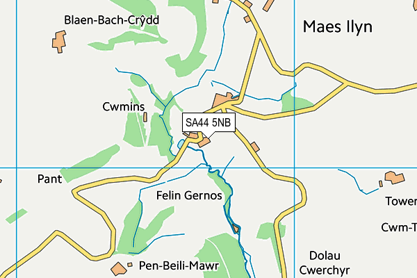 SA44 5NB map - OS VectorMap District (Ordnance Survey) SA44 5NB map - OS VectorMap District (Ordnance Survey)