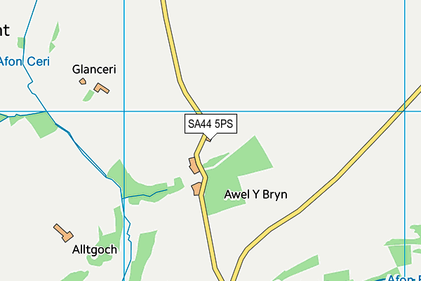 SA44 5PS map - OS VectorMap District (Ordnance Survey) SA44 5PS map - OS VectorMap District (Ordnance Survey)