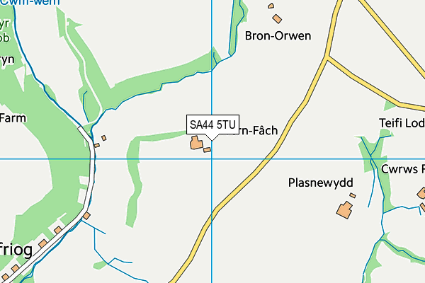 SA44 5TU map - OS VectorMap District (Ordnance Survey) SA44 5TU map - OS VectorMap District (Ordnance Survey)