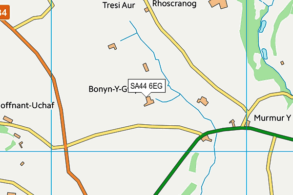 SA44 6EG map - OS VectorMap District (Ordnance Survey) SA44 6EG map - OS VectorMap District (Ordnance Survey)
