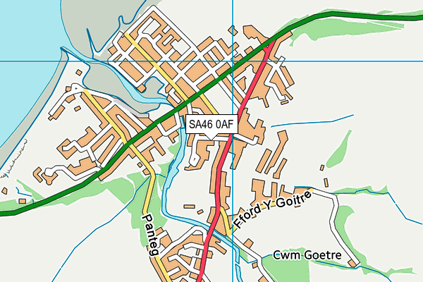 SA46 0AF map - OS VectorMap District (Ordnance Survey) SA46 0AF map - OS VectorMap District (Ordnance Survey)