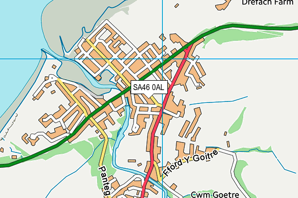 SA46 0AL map - OS VectorMap District (Ordnance Survey) SA46 0AL map - OS VectorMap District (Ordnance Survey)