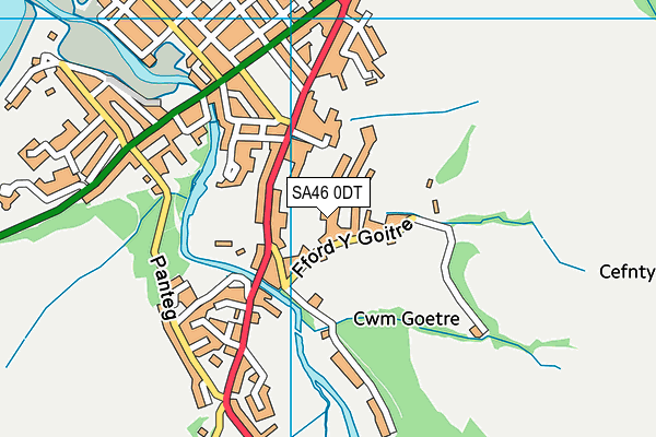 SA46 0DT map - OS VectorMap District (Ordnance Survey) SA46 0DT map - OS VectorMap District (Ordnance Survey)