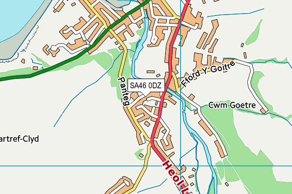SA46 0DZ map - OS VectorMap District (Ordnance Survey) SA46 0DZ map - OS VectorMap District (Ordnance Survey)