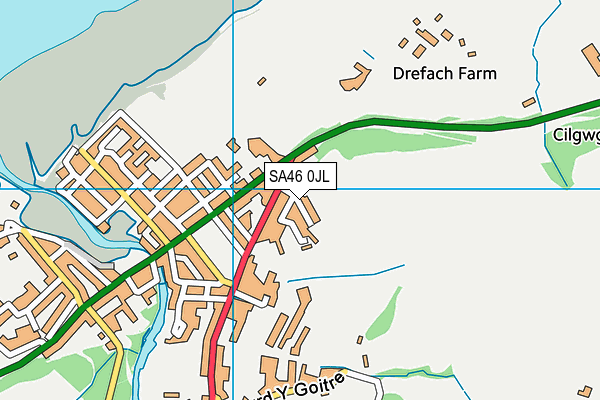SA46 0JL map - OS VectorMap District (Ordnance Survey) SA46 0JL map - OS VectorMap District (Ordnance Survey)