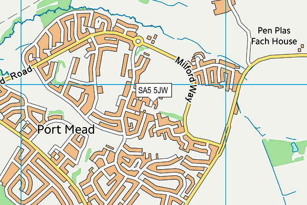 SA5 5JW map - OS VectorMap District (Ordnance Survey) SA5 5JW map - OS VectorMap District (Ordnance Survey)
