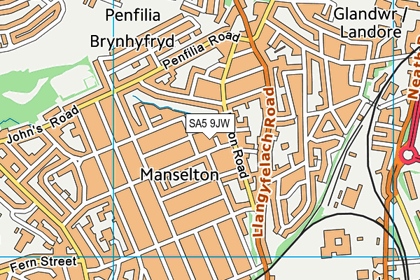 SA5 9JW map - OS VectorMap District (Ordnance Survey) SA5 9JW map - OS VectorMap District (Ordnance Survey)
