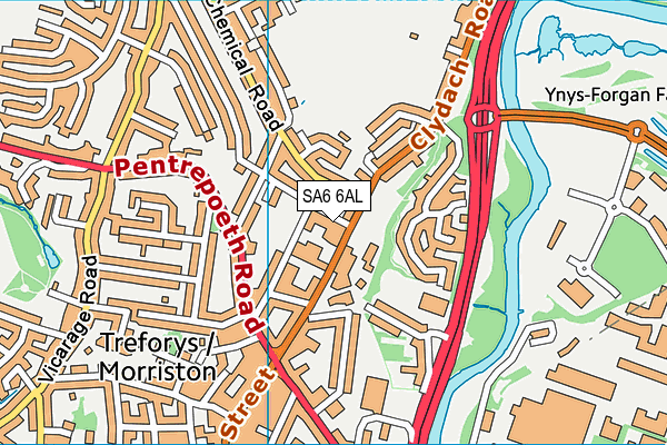 SA6 6AL map - OS VectorMap District (Ordnance Survey) SA6 6AL map - OS VectorMap District (Ordnance Survey)