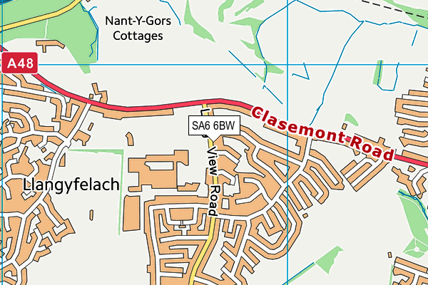 SA6 6BW map - OS VectorMap District (Ordnance Survey) SA6 6BW map - OS VectorMap District (Ordnance Survey)