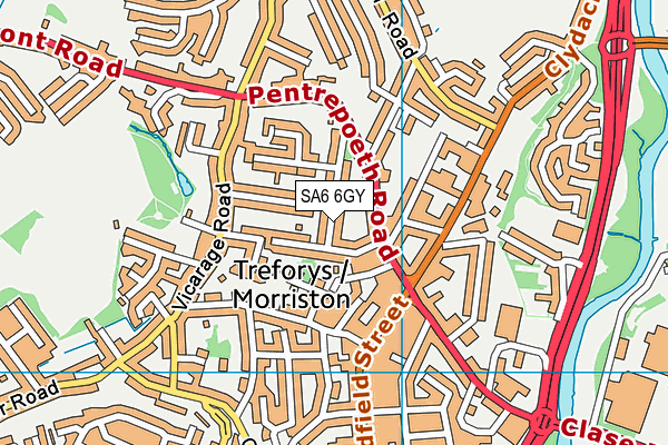 SA6 6GY map - OS VectorMap District (Ordnance Survey) SA6 6GY map - OS VectorMap District (Ordnance Survey)