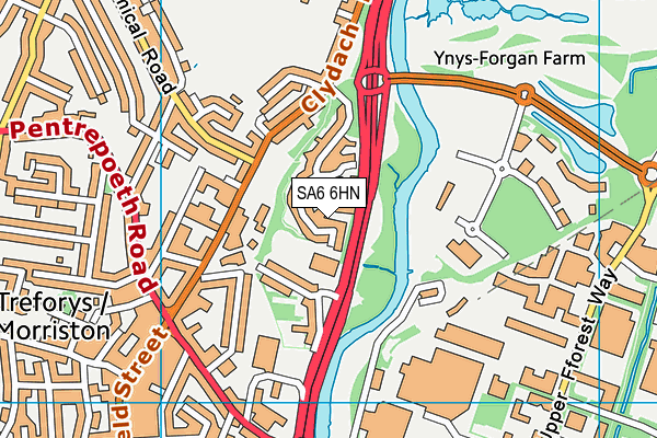 SA6 6HN map - OS VectorMap District (Ordnance Survey) SA6 6HN map - OS VectorMap District (Ordnance Survey)